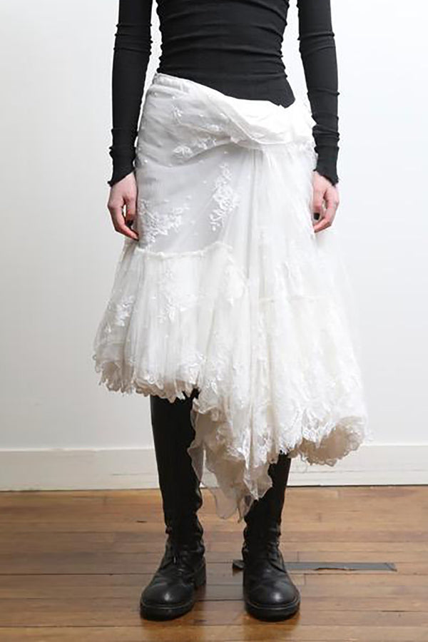 marc le bihan silk skirt 25302 E23 off-white
